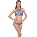 Colorful Circle Abstract White  Blue Yellow Red Cross Front Halter Bikini Set View1