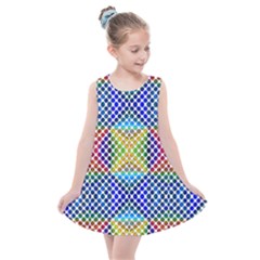 Colorful Circle Abstract White  Blue Yellow Red Kids  Summer Dress