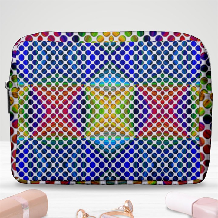 Colorful Circle Abstract White  Blue Yellow Red Make Up Pouch (Large)