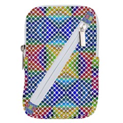 Colorful Circle Abstract White  Blue Yellow Red Belt Pouch Bag (large) by BrightVibesDesign