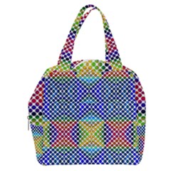 Colorful Circle Abstract White  Blue Yellow Red Boxy Hand Bag by BrightVibesDesign