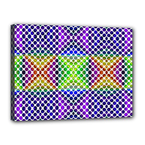 Colorful Circle Abstract White Purple Green Blue Canvas 16  X 12  (stretched) by BrightVibesDesign