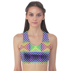 Colorful Circle Abstract White Purple Green Blue Sports Bra by BrightVibesDesign