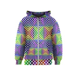 Colorful Circle Abstract White Purple Green Blue Kids  Zipper Hoodie by BrightVibesDesign