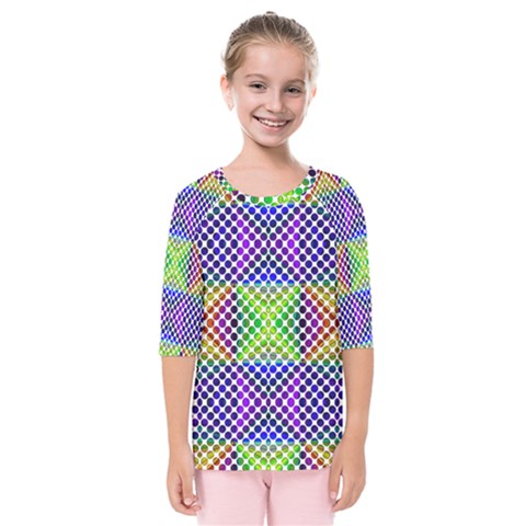 Colorful Circle Abstract White Purple Green Blue Kids  Quarter Sleeve Raglan Tee by BrightVibesDesign