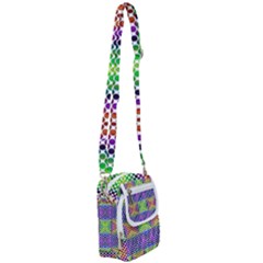 Colorful Circle Abstract White Purple Green Blue Shoulder Strap Belt Bag by BrightVibesDesign