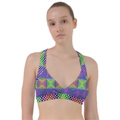 Colorful Circle Abstract White Purple Green Blue Sweetheart Sports Bra by BrightVibesDesign