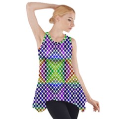 Colorful Circle Abstract White Purple Green Blue Side Drop Tank Tunic by BrightVibesDesign