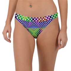 Colorful Circle Abstract White Purple Green Blue Band Bikini Bottom by BrightVibesDesign