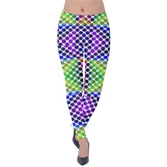 Colorful Circle Abstract White Purple Green Blue Velvet Leggings by BrightVibesDesign