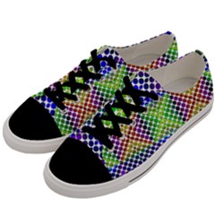 Colorful Circle Abstract White Purple Green Blue Men s Low Top Canvas Sneakers by BrightVibesDesign