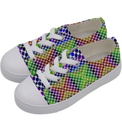 Colorful Circle Abstract White Purple Green Blue Kids  Low Top Canvas Sneakers by BrightVibesDesign