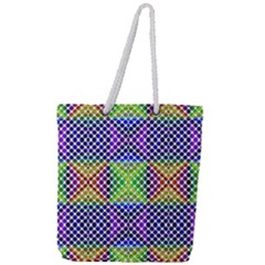 Colorful Circle Abstract White Purple Green Blue Full Print Rope Handle Tote (large) by BrightVibesDesign