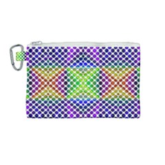 Colorful Circle Abstract White Purple Green Blue Canvas Cosmetic Bag (medium) by BrightVibesDesign