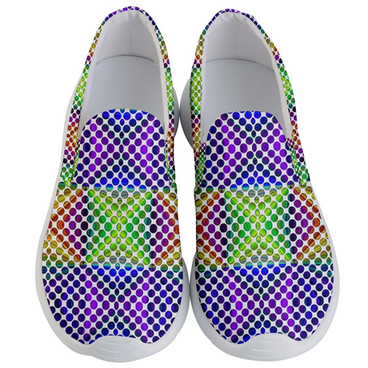 Colorful Circle Abstract White Purple Green Blue Men s Lightweight Slip Ons