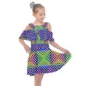 Colorful Circle Abstract White Purple Green Blue Kids  Shoulder Cutout Chiffon Dress View1