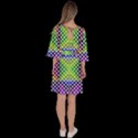 Colorful Circle Abstract White Purple Green Blue Velour Kimono Dress View4