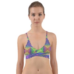 Colorful Circle Abstract White Purple Green Blue Wrap Around Bikini Top