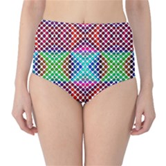 Colorful Circle Abstract White  Red Pink Green Classic High-waist Bikini Bottoms by BrightVibesDesign