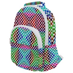 Colorful Circle Abstract White  Red Pink Green Rounded Multi Pocket Backpack by BrightVibesDesign