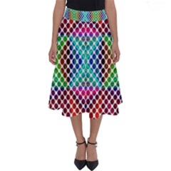 Colorful Circle Abstract White  Red Pink Green Perfect Length Midi Skirt by BrightVibesDesign