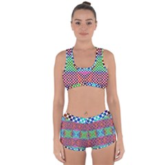 Colorful Circle Abstract White  Red Pink Green Racerback Boyleg Bikini Set by BrightVibesDesign