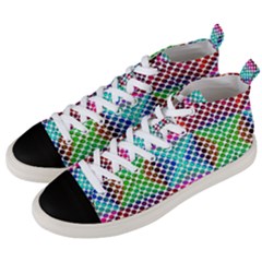 Colorful Circle Abstract White  Red Pink Green Men s Mid-top Canvas Sneakers by BrightVibesDesign