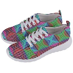 Colorful Circle Abstract White  Red Pink Green Men s Lightweight Sports Shoes by BrightVibesDesign