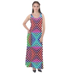 Colorful Circle Abstract White  Red Pink Green Sleeveless Velour Maxi Dress by BrightVibesDesign