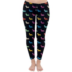 Colorful Dachshund Dog Black Classic Winter Leggings