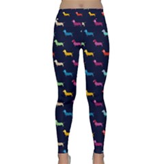 Colorful Dachshund Dog Blue Classic Yoga Leggings by trulycreative