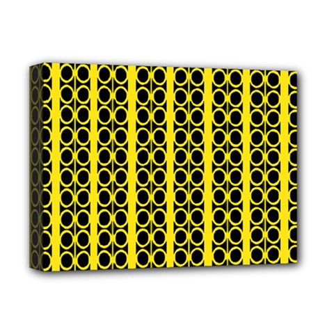 Circles Lines Black Yellow Deluxe Canvas 16  X 12  (stretched)  by BrightVibesDesign