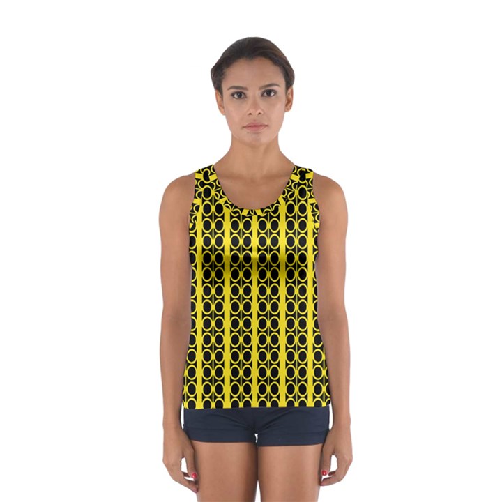 Circles Lines Black Yellow Sport Tank Top 