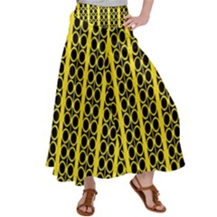 Circles Lines Black Yellow Satin Palazzo Pants by BrightVibesDesign