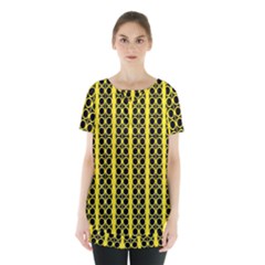 Circles Lines Black Yellow Skirt Hem Sports Top by BrightVibesDesign