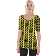 Circles Lines Black Yellow Wide Neckline Tee