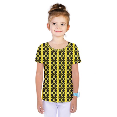 Circles Lines Black Yellow Kids  One Piece Tee by BrightVibesDesign