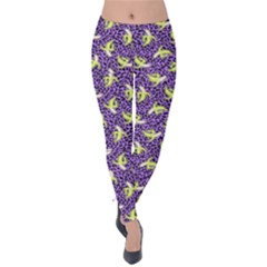 Banana Animal Print Pattern Purple Velvet Leggings