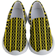 Circles Lines Black Yellow Kids  Lightweight Slip Ons by BrightVibesDesign