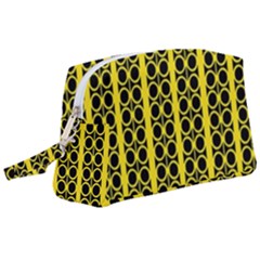 Circles Lines Black Yellow Wristlet Pouch Bag (large) by BrightVibesDesign