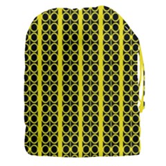 Circles Lines Black Yellow Drawstring Pouch (3xl) by BrightVibesDesign