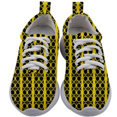 Circles Lines Black Yellow Kids Athletic Shoes by BrightVibesDesign