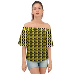 Circles Lines Black Yellow Off Shoulder Short Sleeve Top