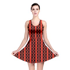 Circles Lines Black Orange Reversible Skater Dress by BrightVibesDesign