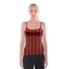 Circles Lines Black Orange Spaghetti Strap Top by BrightVibesDesign