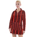 Circles Lines Black Orange Women s Long Sleeve Casual Dress View1