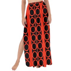 Circles Lines Black Orange Maxi Chiffon Tie-up Sarong by BrightVibesDesign