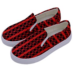 Circles Lines Black Orange Kids  Canvas Slip Ons by BrightVibesDesign