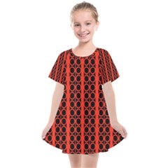 Circles Lines Black Orange Kids  Smock Dress by BrightVibesDesign