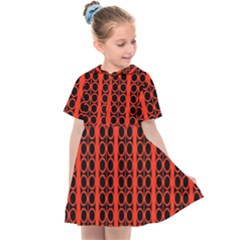 Circles Lines Black Orange Kids  Sailor Dress by BrightVibesDesign